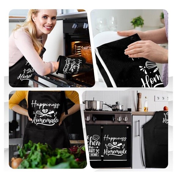 Kitchen Towels Oven Mitts and Pot Holders with Cooking Apron 1 Chef 7pc set gift - Picture 5 of 7